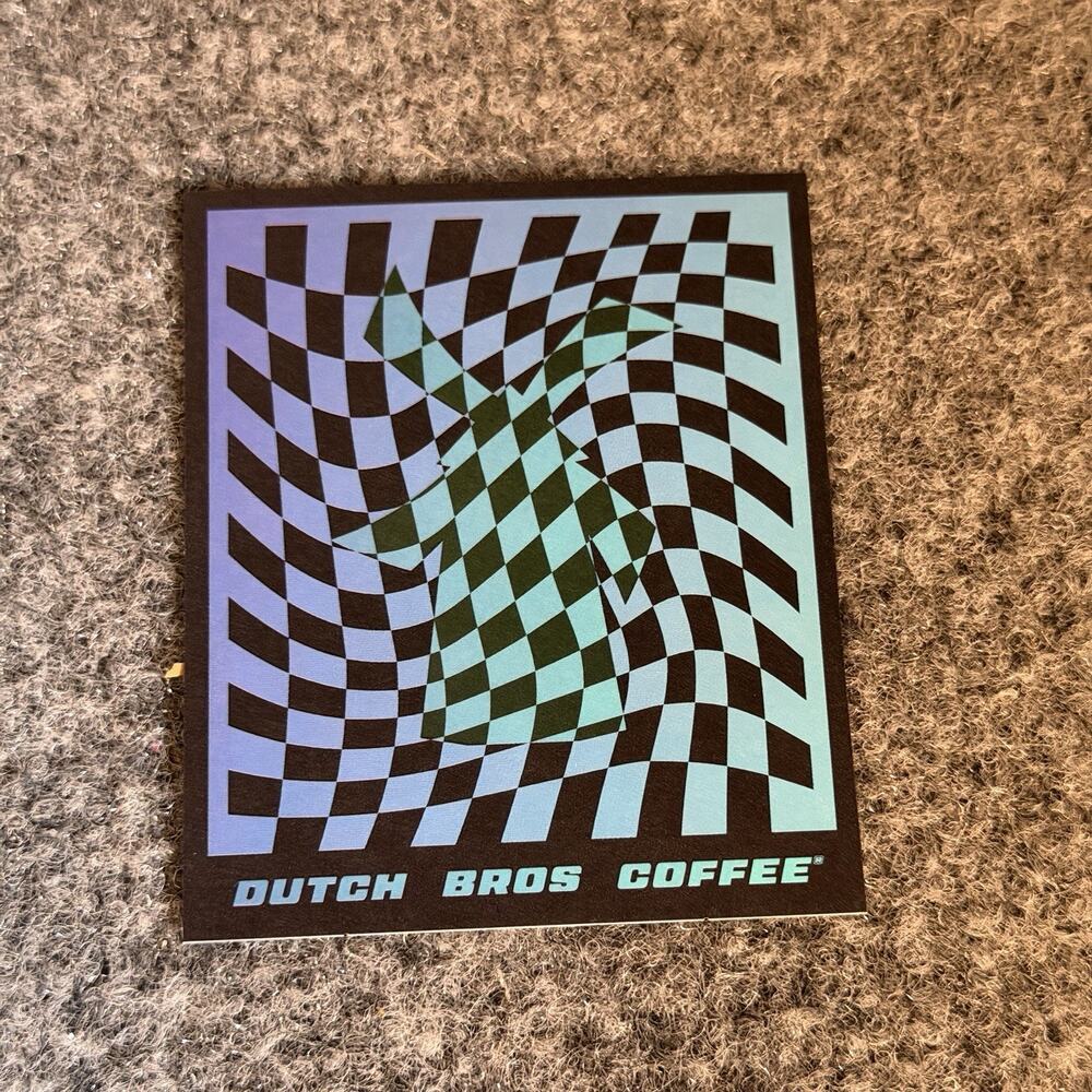 Dutch Bros Coffee Sticker Glow in the Dark Warped Checkerboard 4/2026 Windmill - Picture 3 of 6